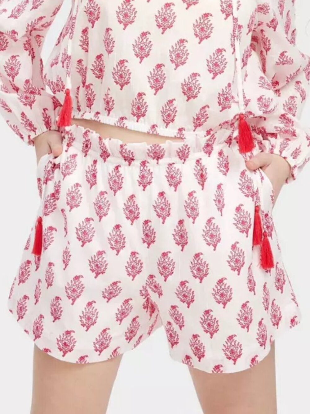 NWT Roller Rabbit x Target white pink Bouquet Side-Tie Beach Pull-On Shorts